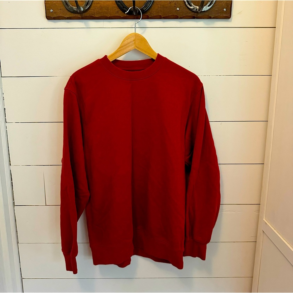Muji Red Poly Blend Crewneck Sweater